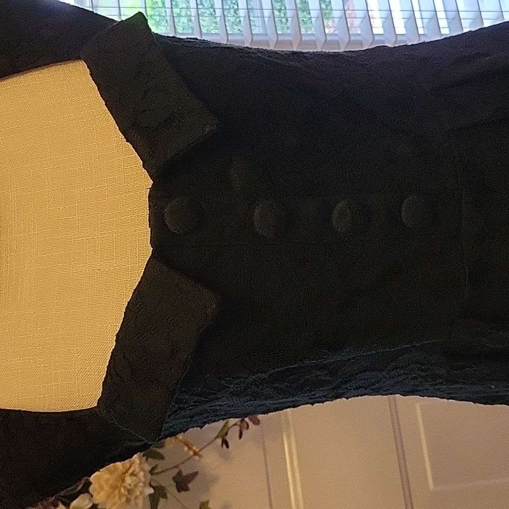 T. BLEU black lace sleeveless dress lined modified Vneck fitted waist Med New … - Picture 4 of 12